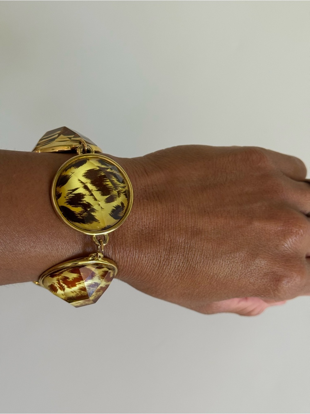 Kate Spade Animal Cheetah Leopard Beveled Dome Bead Link Bracelet - Picture 6 of 8